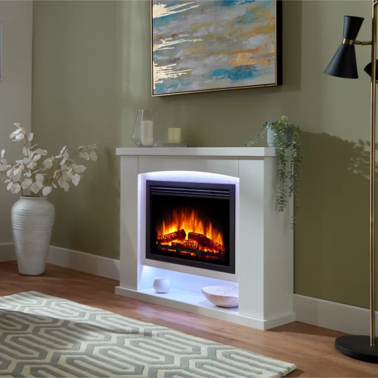 electric fire in fireplace